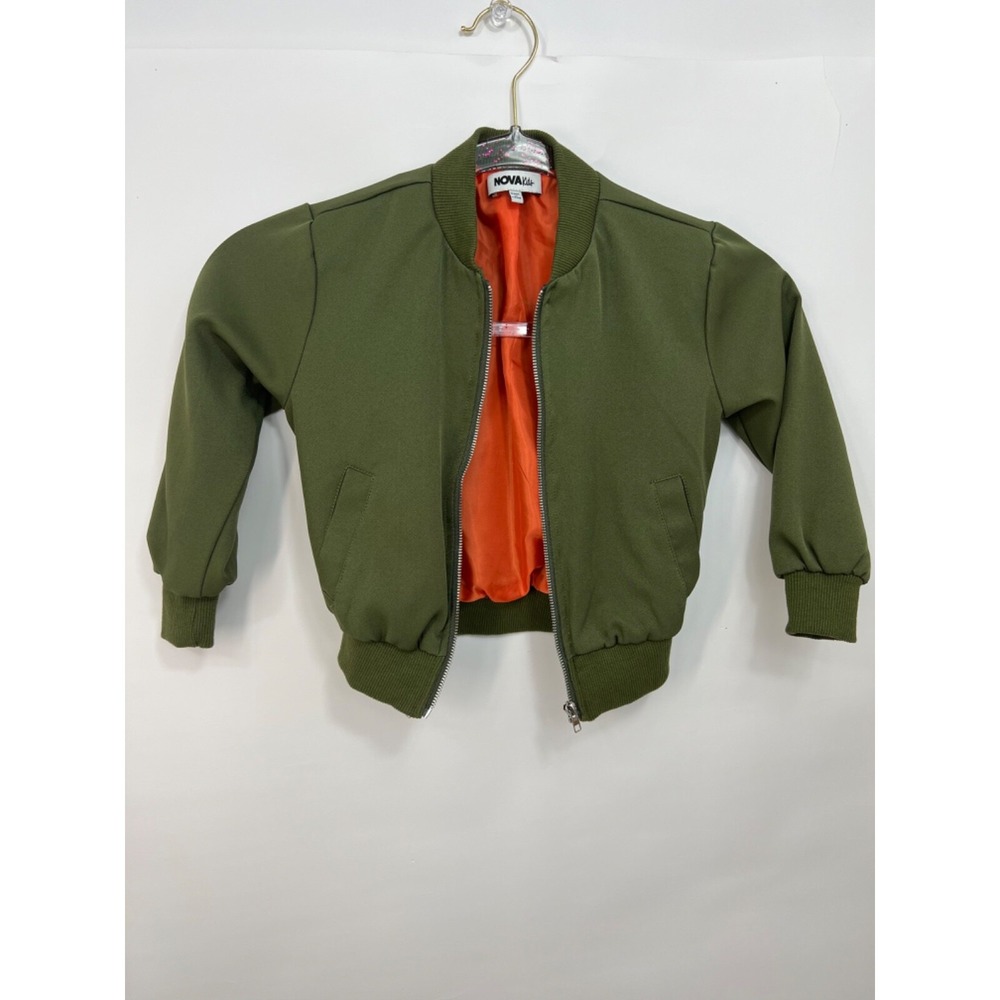 Nova Olive Green Jacket Boys Girls Unisex Lined Jacket 2 Pockets Kids Size 2‎